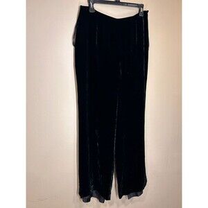 Vintage Women's Crushed Black Velvet Silk Blend Relaxed Pants Witchy